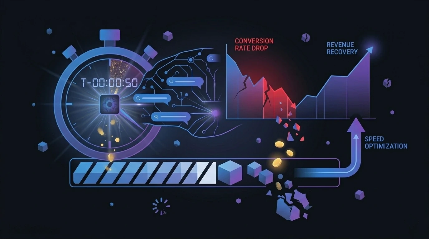 Cronômetro conectado a gráfico de conversões mostrando queda a cada segundo