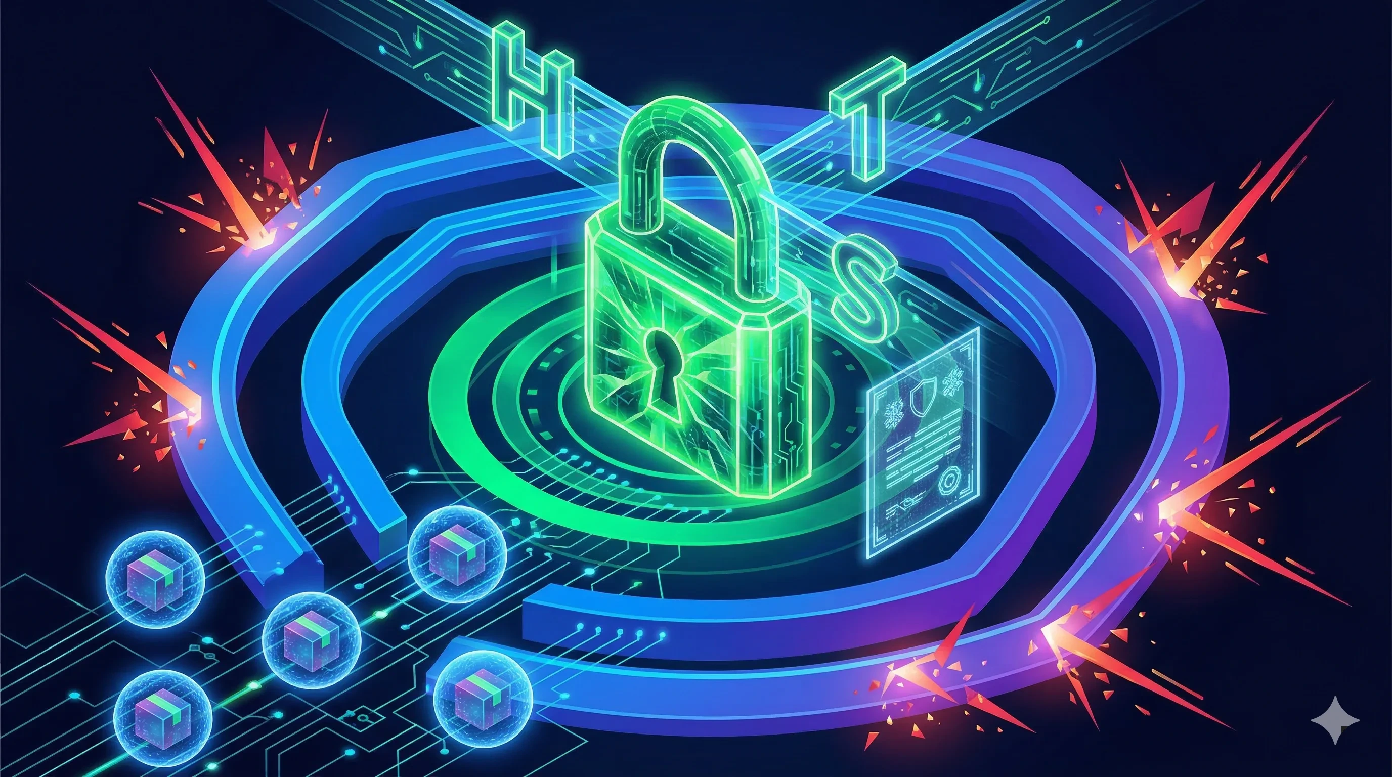 Cadeado digital verde brilhante com camadas de criptografia protegendo conexão web