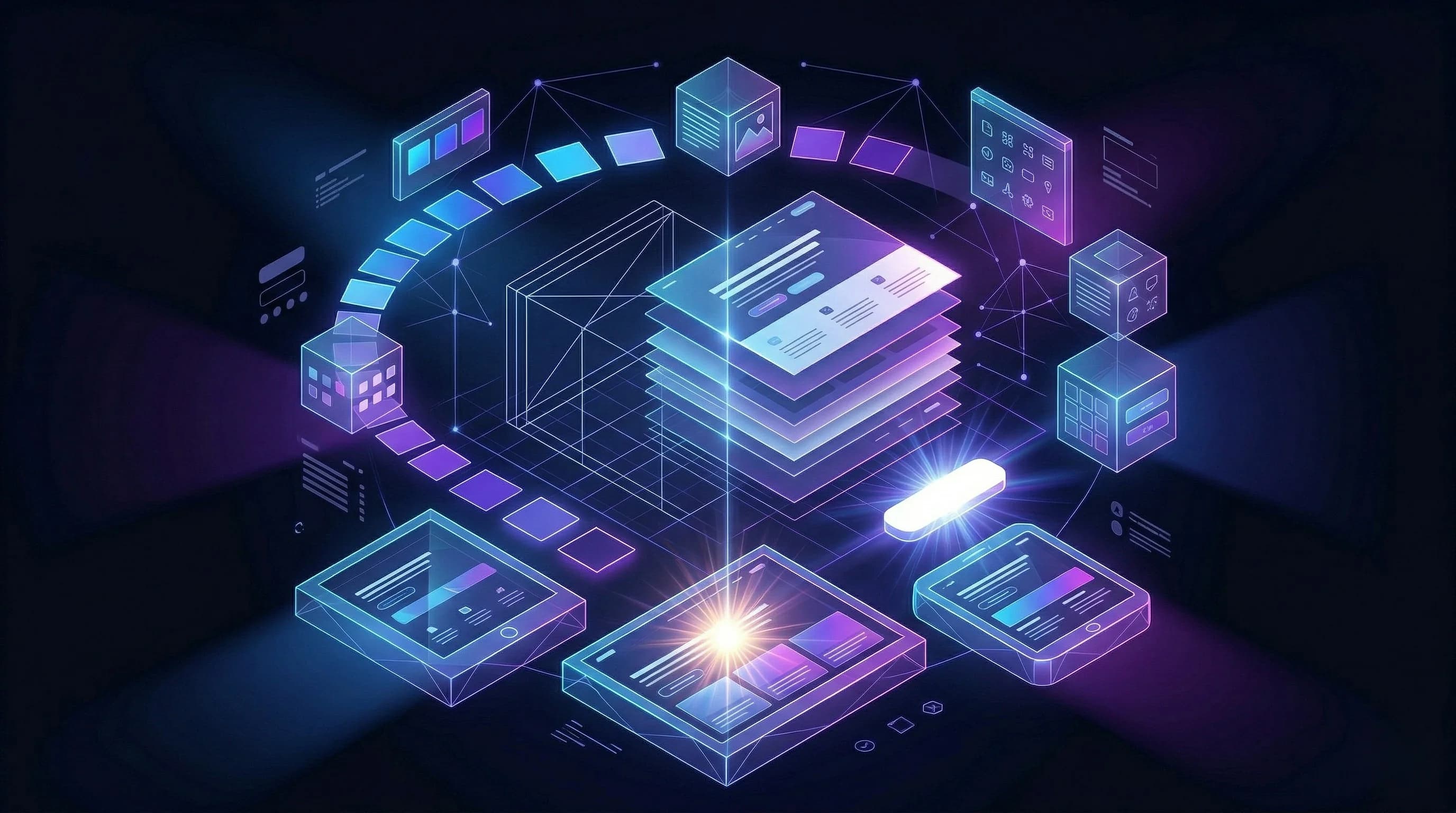 Designer digital analisando elementos visuais de um site em tela