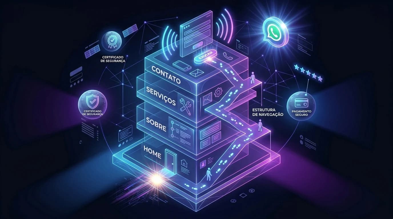 Layout de site institucional profissional em diferentes dispositivos