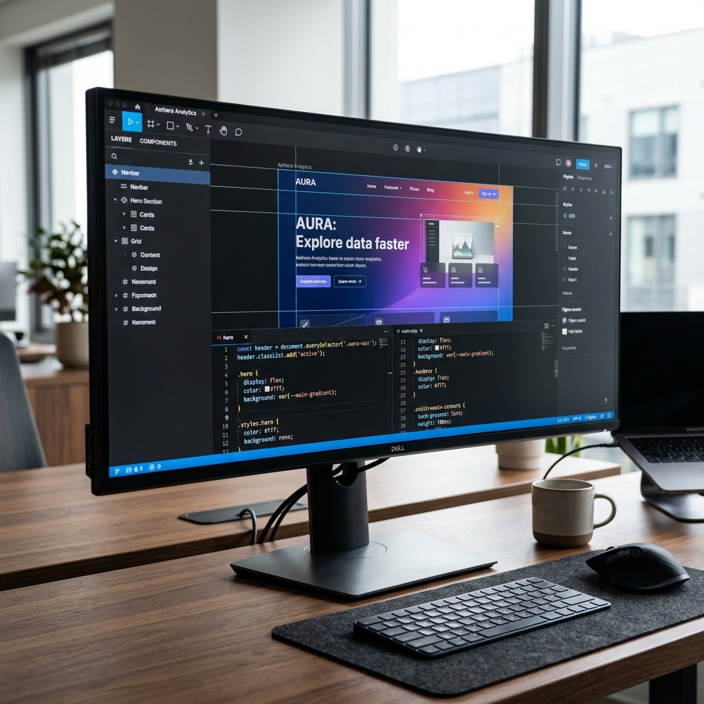 Mockup de site premium em construção